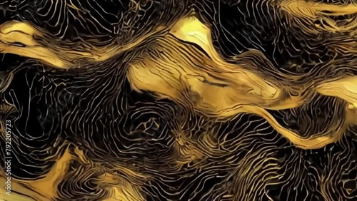abstract line art gold wallpaper, Black and golden background, motion