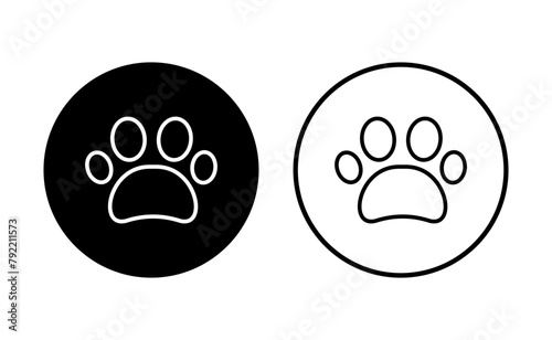 Paw icon set. paw print icon vector. dog or cat paw