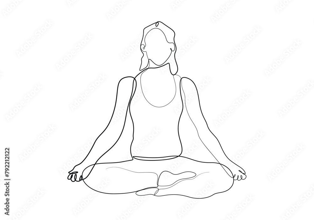 Continuous one line drawing of woman body yoga vector illustration. Premium vector Continuous one line drawing of woman body yoga vector illustration. Premium vector