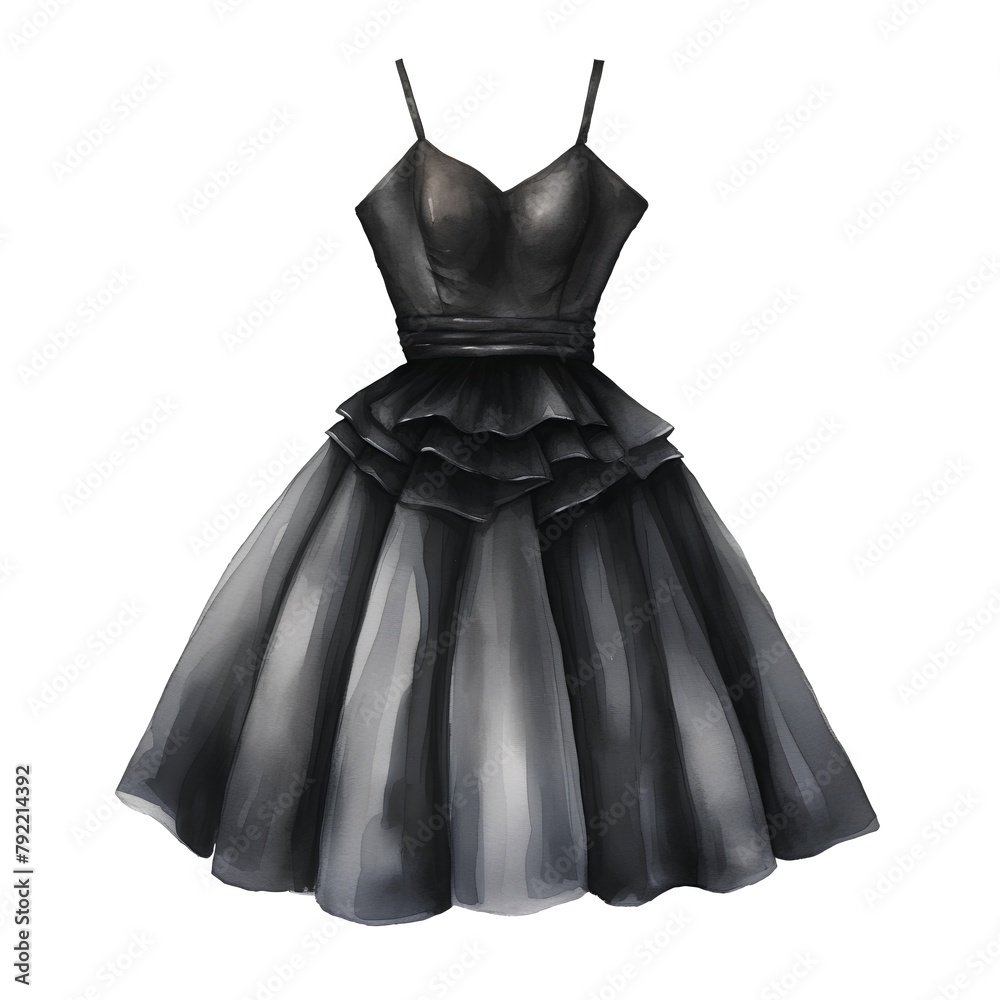 Black ballerina dress isolated on white background 3d illustration. Black ballerina dress isolated on white background 3d illustration.