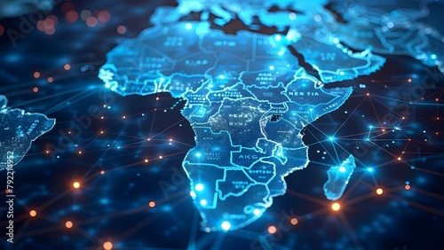 Mapping Africa's High-Speed Data Transfer: Showcasing Digital Connectivity and Cyber Technology. Concept Technology Infrastructure, Digital Connectivity, Cyber Technology, High-Speed Data Transfer