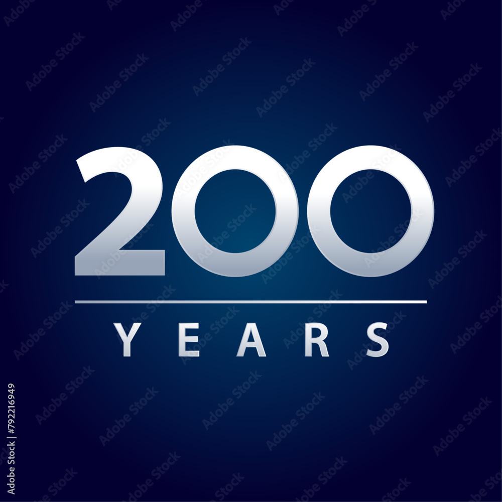 200 years blue and silver gradient for celebration, events, anniversary 200 years blue and silver gradient for celebration, events, anniversary