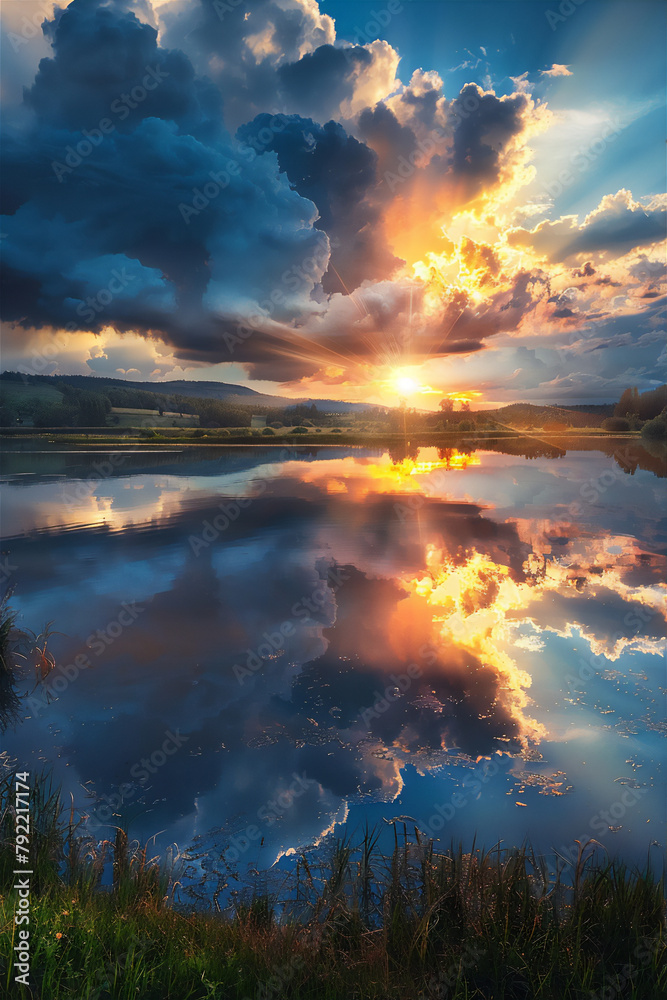 Cumolonimbus clouds at sunset sky Cumolonimbus clouds at sunset sky