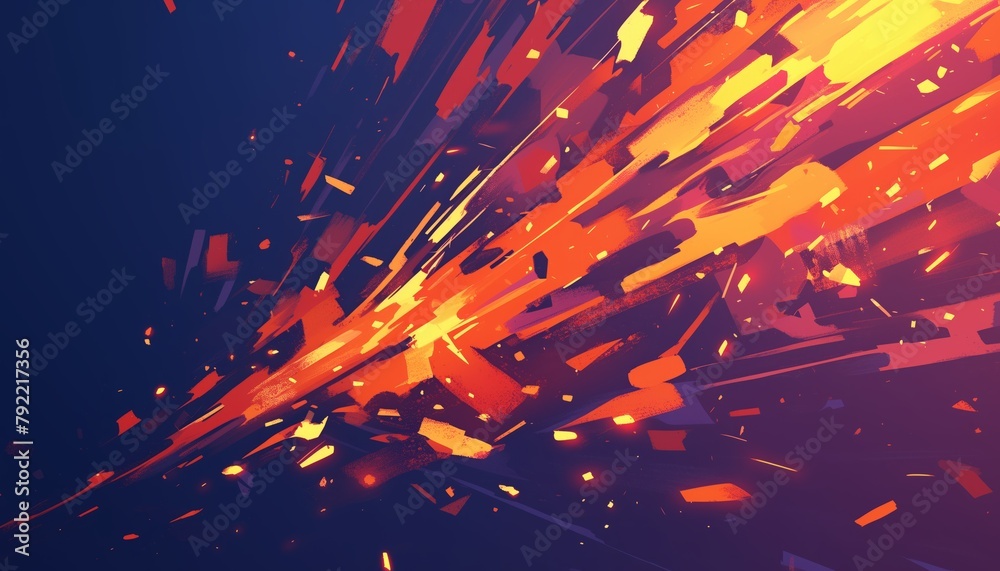 cartoon style abstract scene with lightning effects