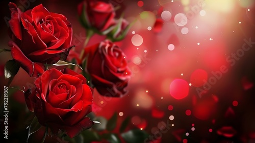 Red Roses On Valentine s Day Bouquet Background Wall  Generative AI 