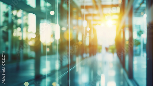 Abstract blurred background of modern business office building, bokeh.
