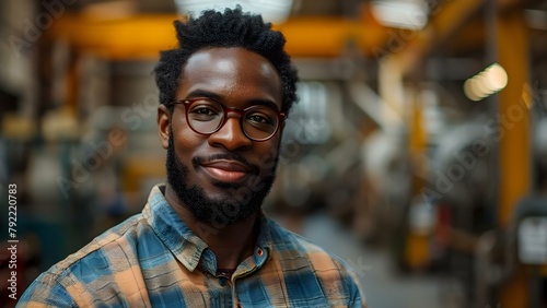 African American man working in European factory recruitment job offer. Concept Career Opportunities, Diversity in Europe, International Workforce, Manufacturing Jobs, Cultural Diversity