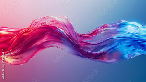 abstract background with blue and pink wavy fabric. 3d rendering