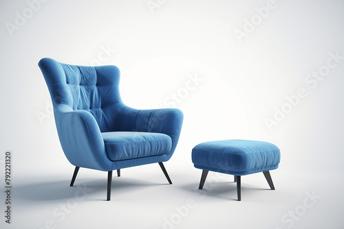 blue armchair isolated on a white. 3d illustration