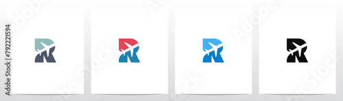 Airplane Negative Space Letter Initial Logo Design R