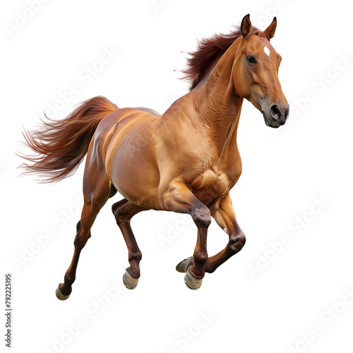  A Beautiful animal brown horse running with copy space on white background © MR.H