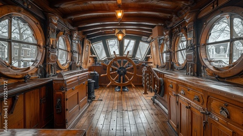 Ship's wheelhouse photos, background illustration