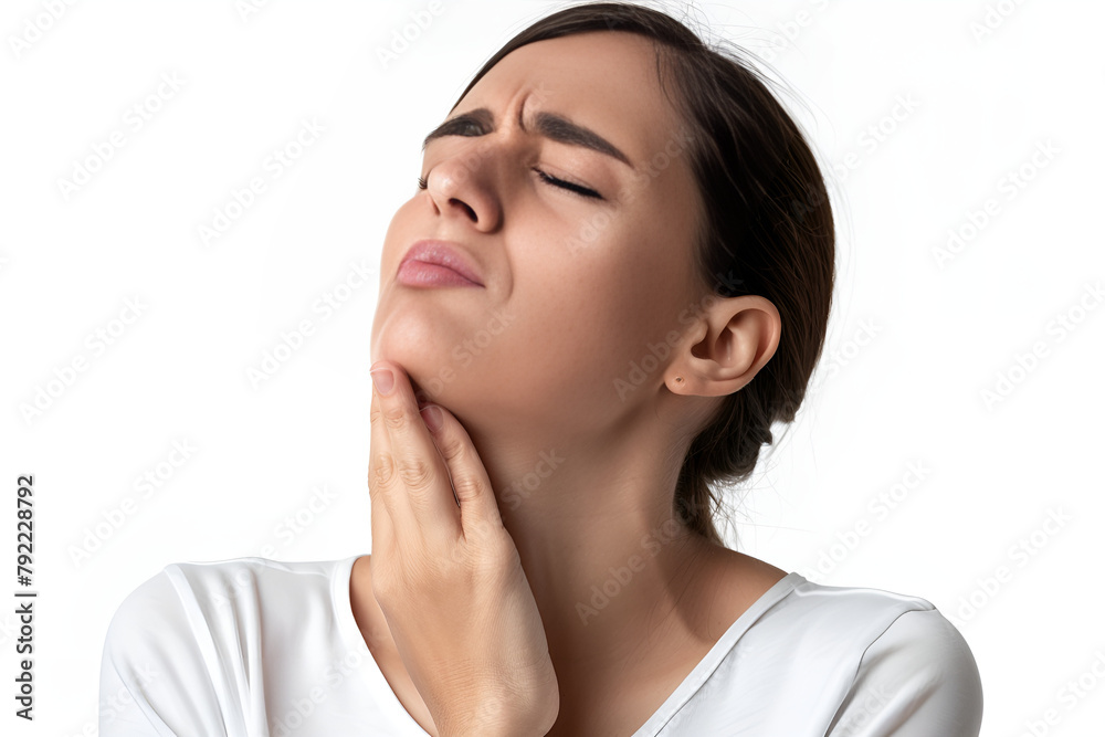 A woman is feeling the pain in her throat, Generative AI A woman is feeling the pain in her throat, Generative AI