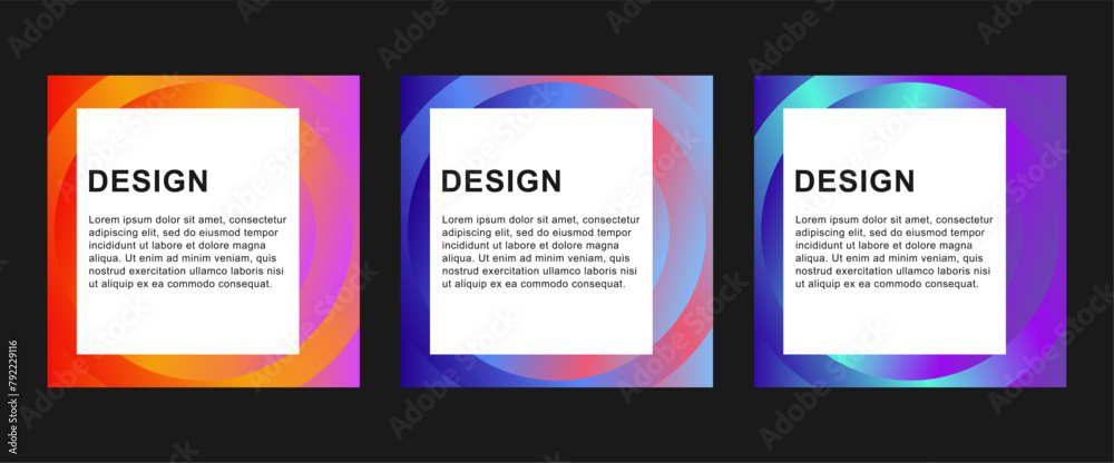 Set Simple and Modern Social Media Template Gradient Background. New Trend Modern Abstract Template Design Corporate Business Promotion.