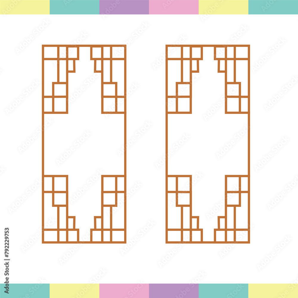 Fototapeta premium Traditonal ornament window. lineart traditional korea vintage decoration 