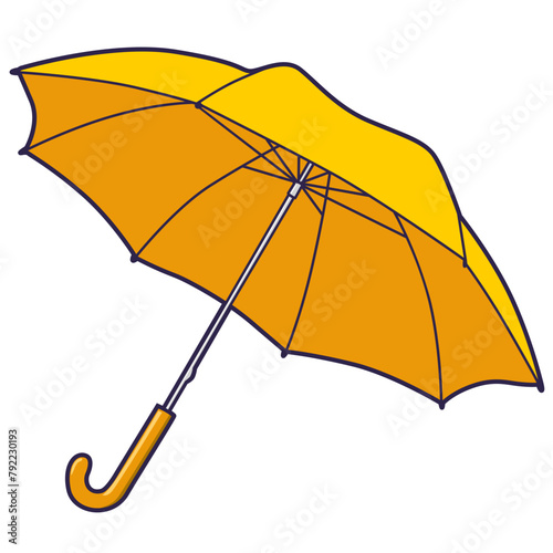 yellow umbrella isolated on white cartoon sticker