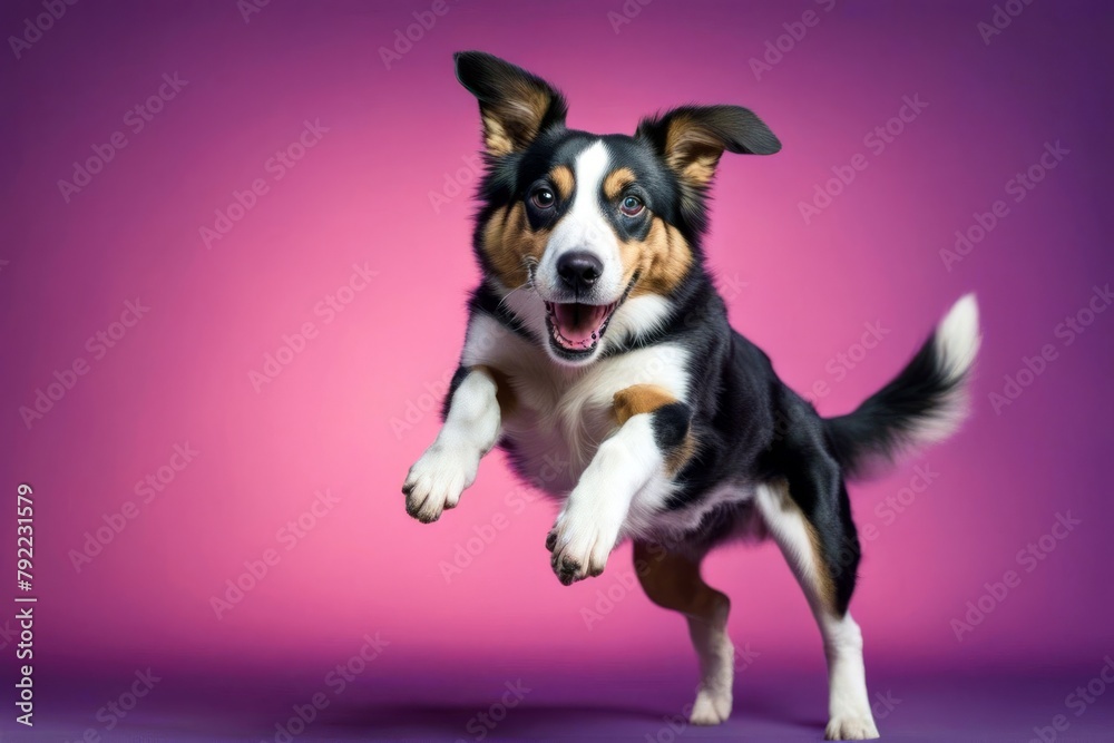 'dog agile background active color solid purple high jumping agility jump sport pet flying action amusing animal athletic canino carefree cheerful copy space cut-out cute doggy flight fun funny happy'