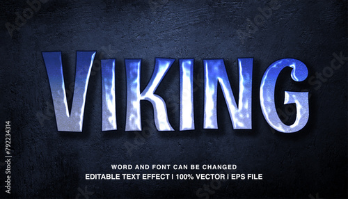 Viking editable text effect template, 3d bold glossy style typeface, premium vector