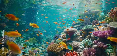 coral reef and fishes photo