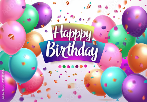 Photo of birthdays card , banner vector design decoration with balloons