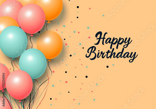 Photo of birthdays card , banner vector design decoration with balloons