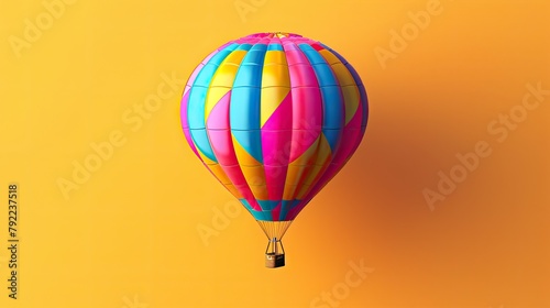 A single hot air balloon vibrant and colorful