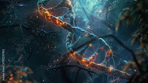 DNA double helix spiral structure in a scientific illustration photo