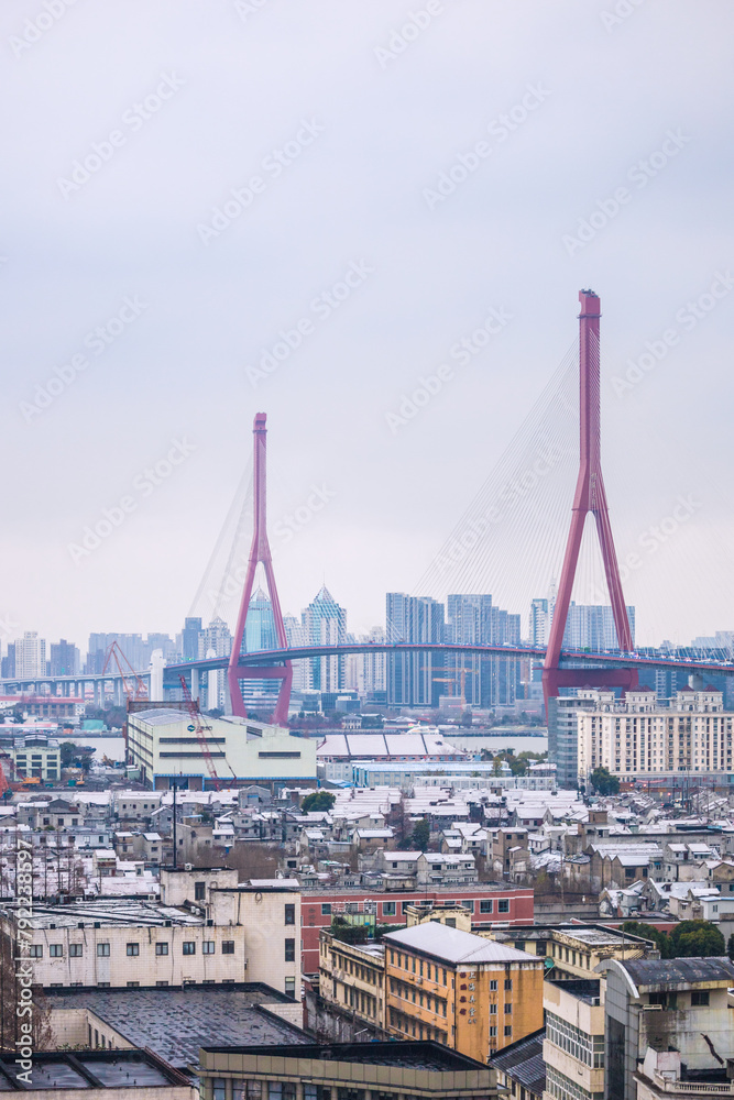 Obraz premium Yangpu District, Shanghai - high angle view of city scenery