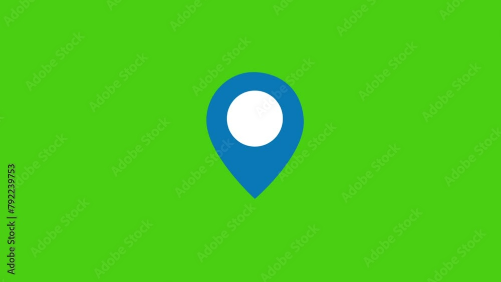 Blue map location pin symbol motion graphic 2d animation green screen Blue map location pin symbol motion graphic 2d animation green screen