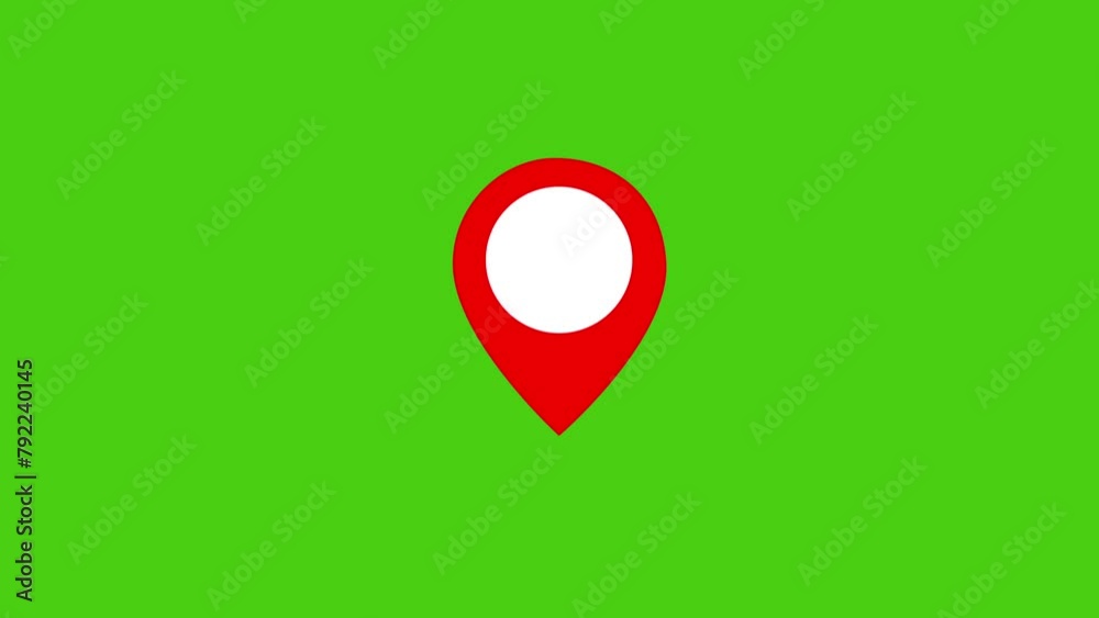 Red map location pin symbol motion graphic 2d animation green screen ...