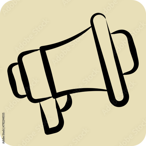 Icon Megaphone. related to Tennis Sports symbol. hand drawn style. simple design illustration