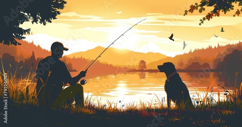 Twilight Fishing with Man's Best Friend 