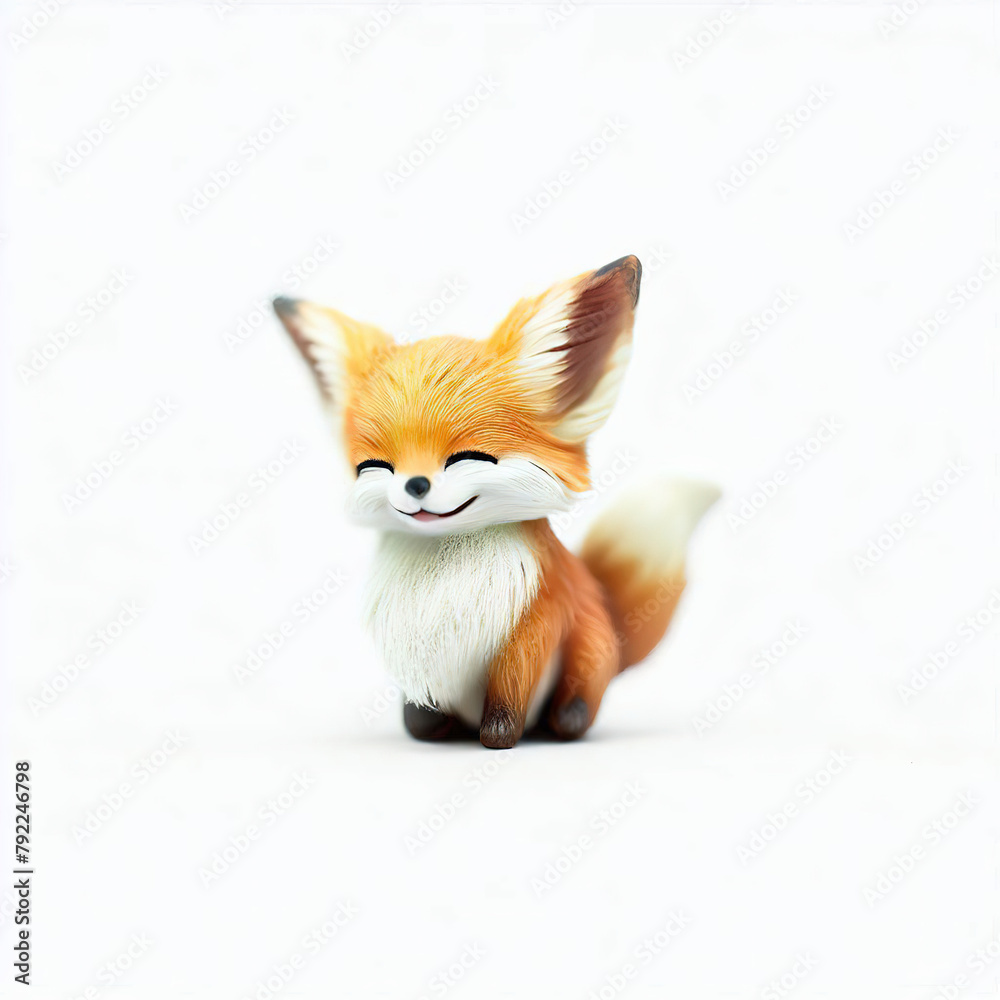 Little fox with beautiful color and white background.with Generative AI technology