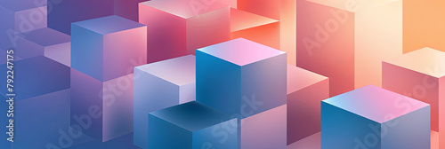 background of cubes in different shades of blue, pink and orange, gradient background, generative AI
