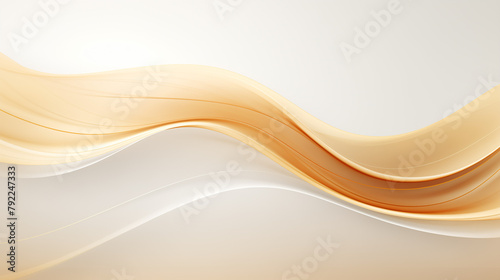 Abstract painting with smooth orange and white waves.