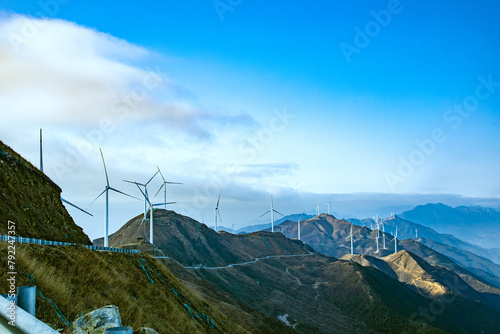 Zhufengding, Ganzhou City, Jiangxi Province - wind turbines on high mountains photo