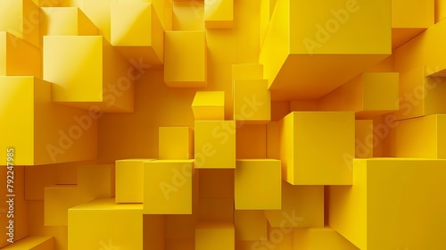 Yellow Cube Abstract Background
