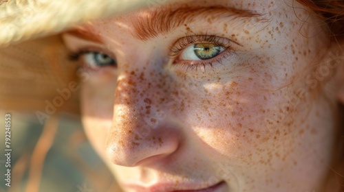 Her freckles and sunspots tell the story of her love for the outdoors a testament to her adventurous spirit and love for the sun. .