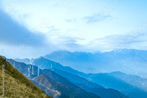 Zhufengding, Ganzhou City, Jiangxi Province - wind turbines on high mountains photo