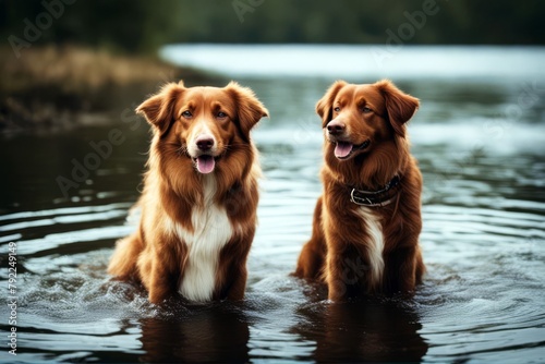  nova dog tolling collie border duck river retriever scotia nature park young cute fun animal pet canino breed purebred red forest green happy background portrait white spring funny tree walking 