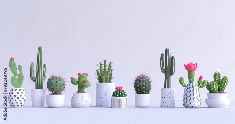 Parade of Potted Cacti
