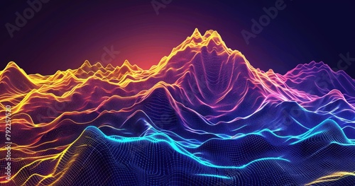 Futuristic Peaks in Digital Glow
 photo