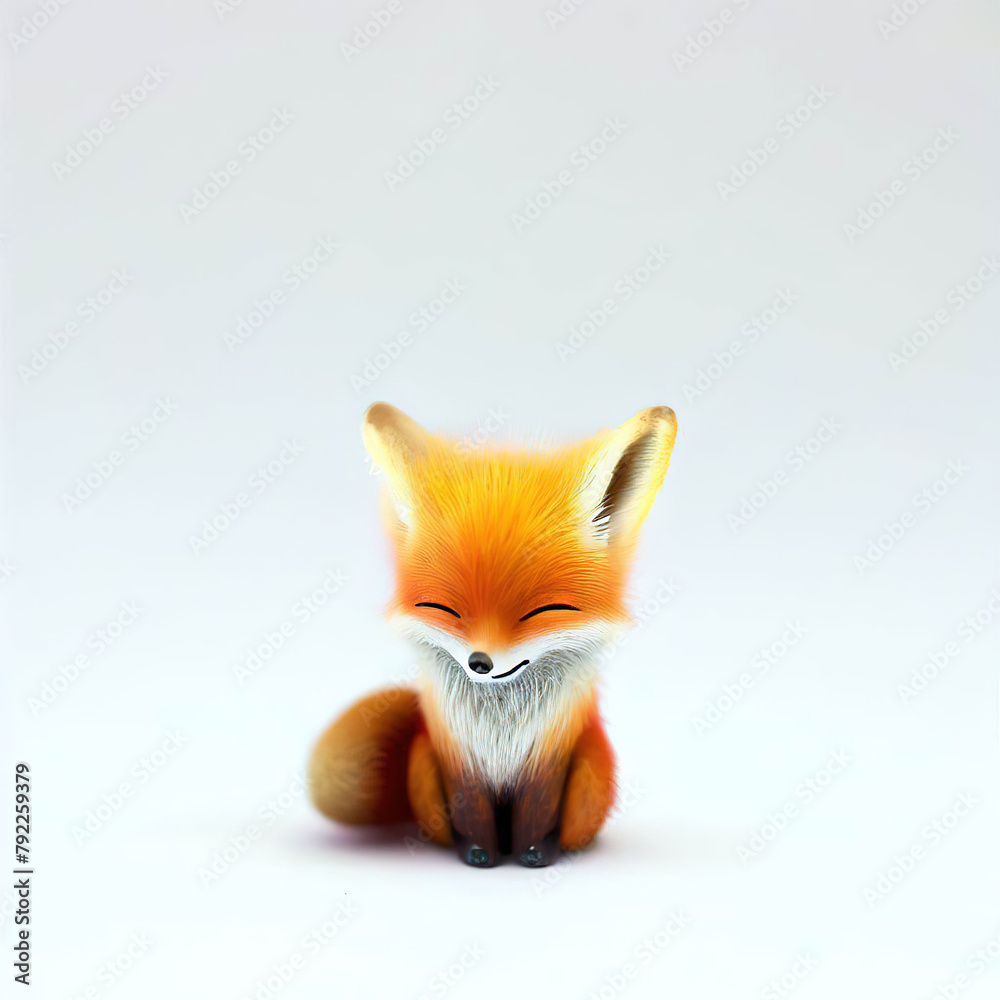 Obraz premium Little fox with beautiful color and white background.with Generative AI technology