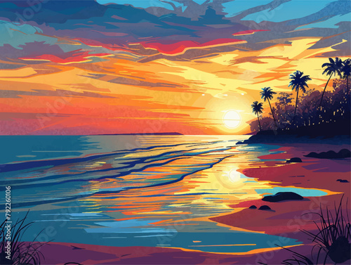 background_wallpaper_vector_sunset_beach © Baechi Stock