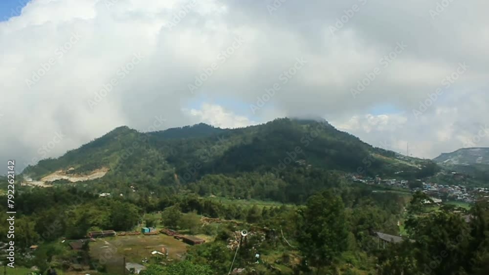 Mountain landscape, lake and mountain range at dieng Indonesia Mountain landscape, lake and mountain range at dieng Indonesia