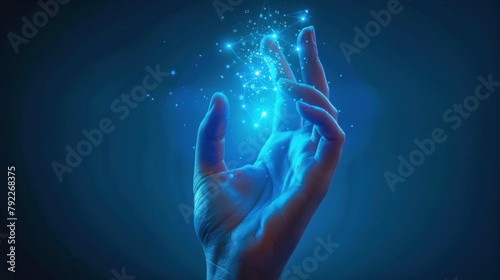 Hand touch selection,touch the future abstract technology innovation concept AI generated