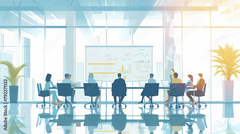 Fototapeta premium business strategy ideas brainstorm business people meeting in modern interior office workspace 