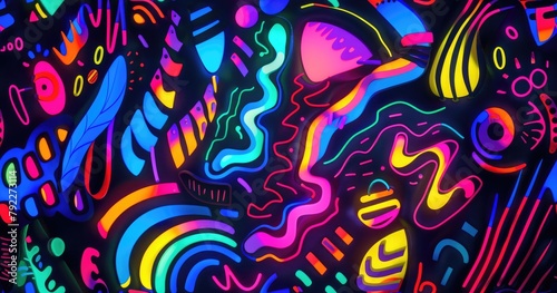 Abstract Neon Ribbons Unleashed 