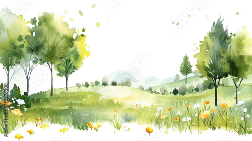 watercolor green hills