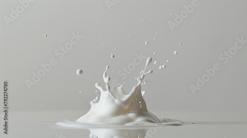 A drop of milk falls, white background,  